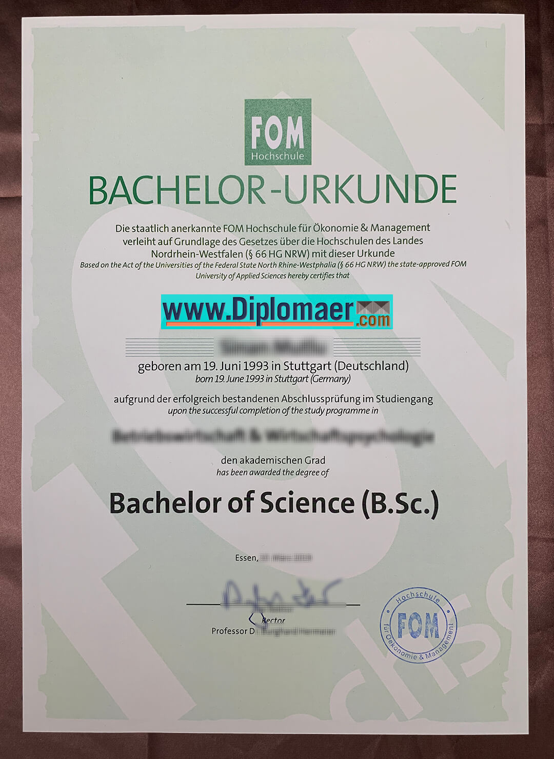 FOM Fake Diploma - How much does it cost to buy a fake degree from Fom University in Germany?