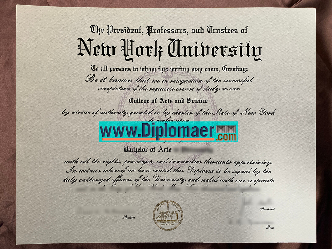 New York University Fake Diploma - New York University (NYU) Fake Diploma Samples