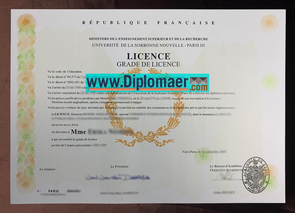 Paris III fake diploma 1024x741 - Université Paris III degree, Sorbonne Nouvelle degree