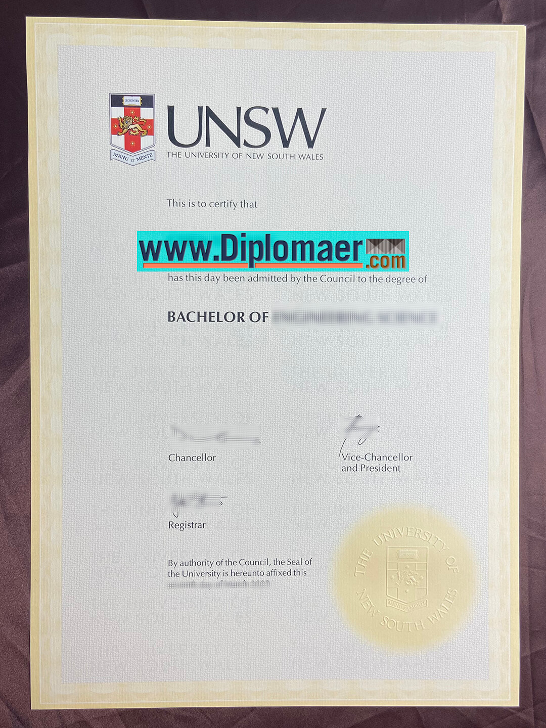 UNSW Fake Diploma 1 - Get A Fake UNSW Degree from Australia
