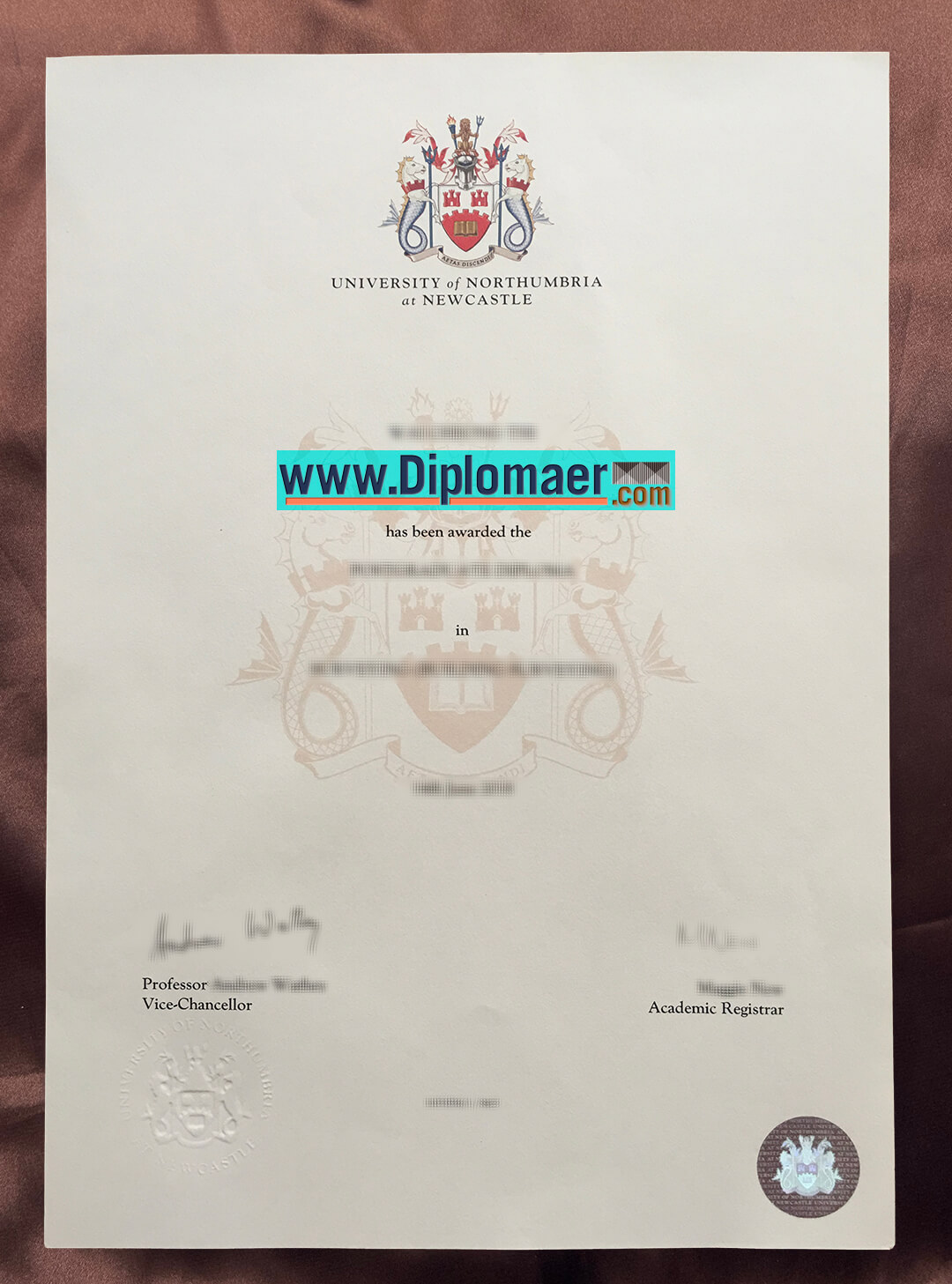 University of Northumbria Fake Diploma - How to make a realistic University of Northumbria fake certificate in the UK?