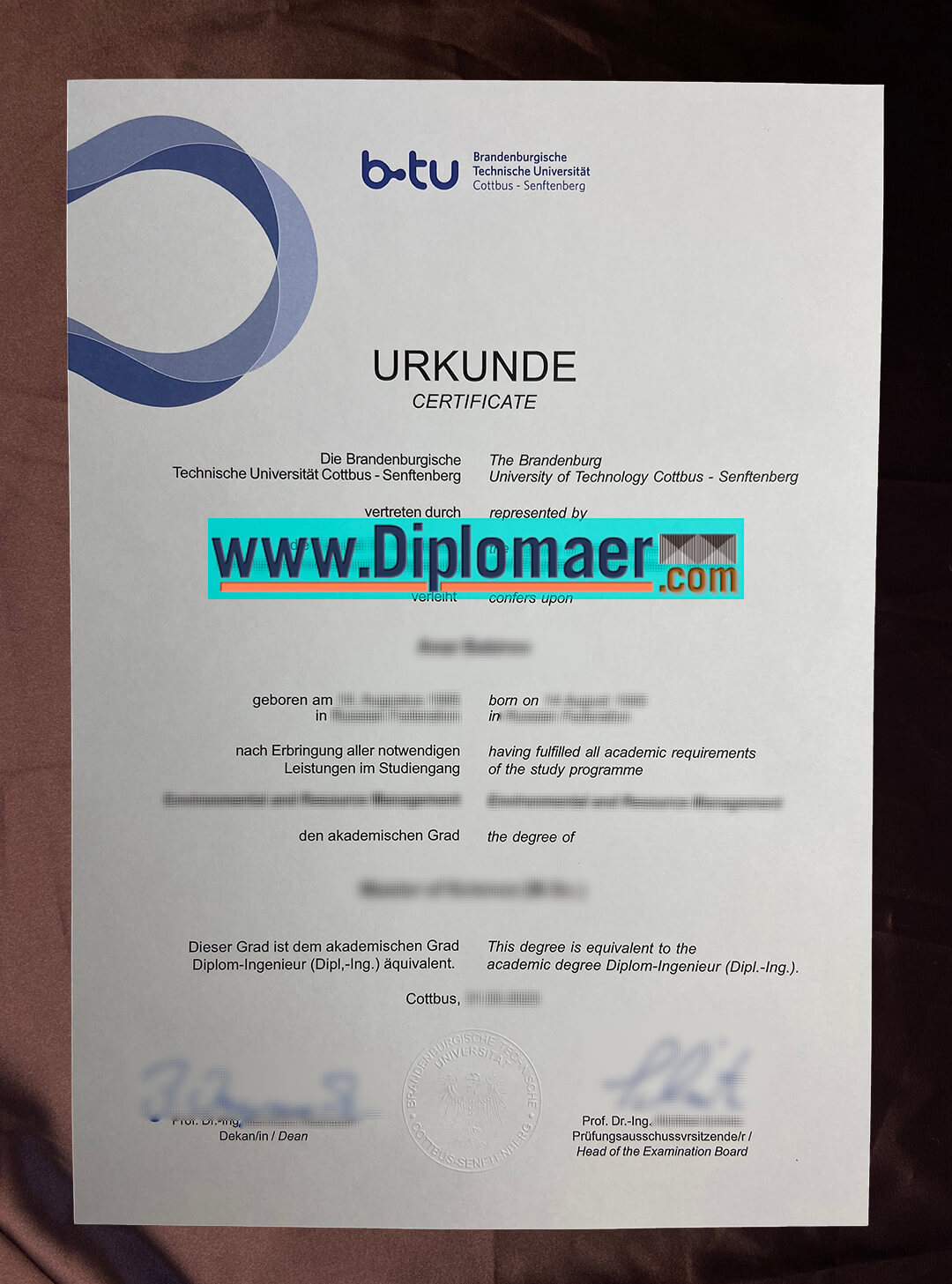 BTU Fake Diploma - Where can I buy a fake diploma from the Brandenburg Technische Universität?