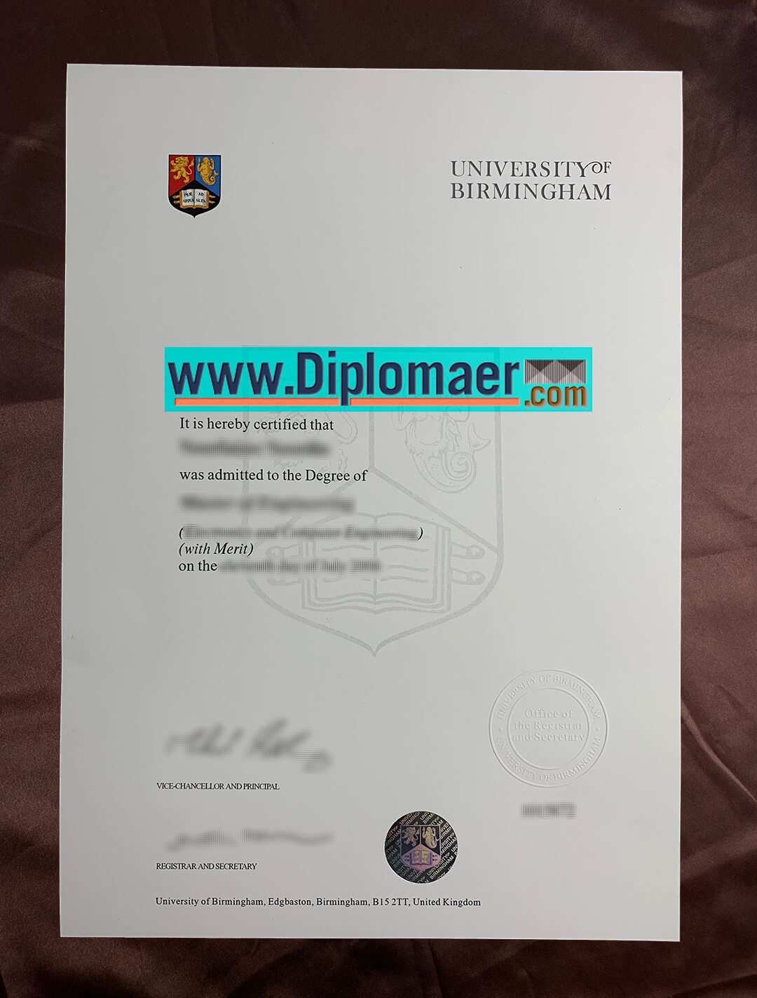 University of Birmingham Fake Diploma 1 - Can I Get a University of Birmingham Degree? Buy the University of Birmingham Fake Diplomas.