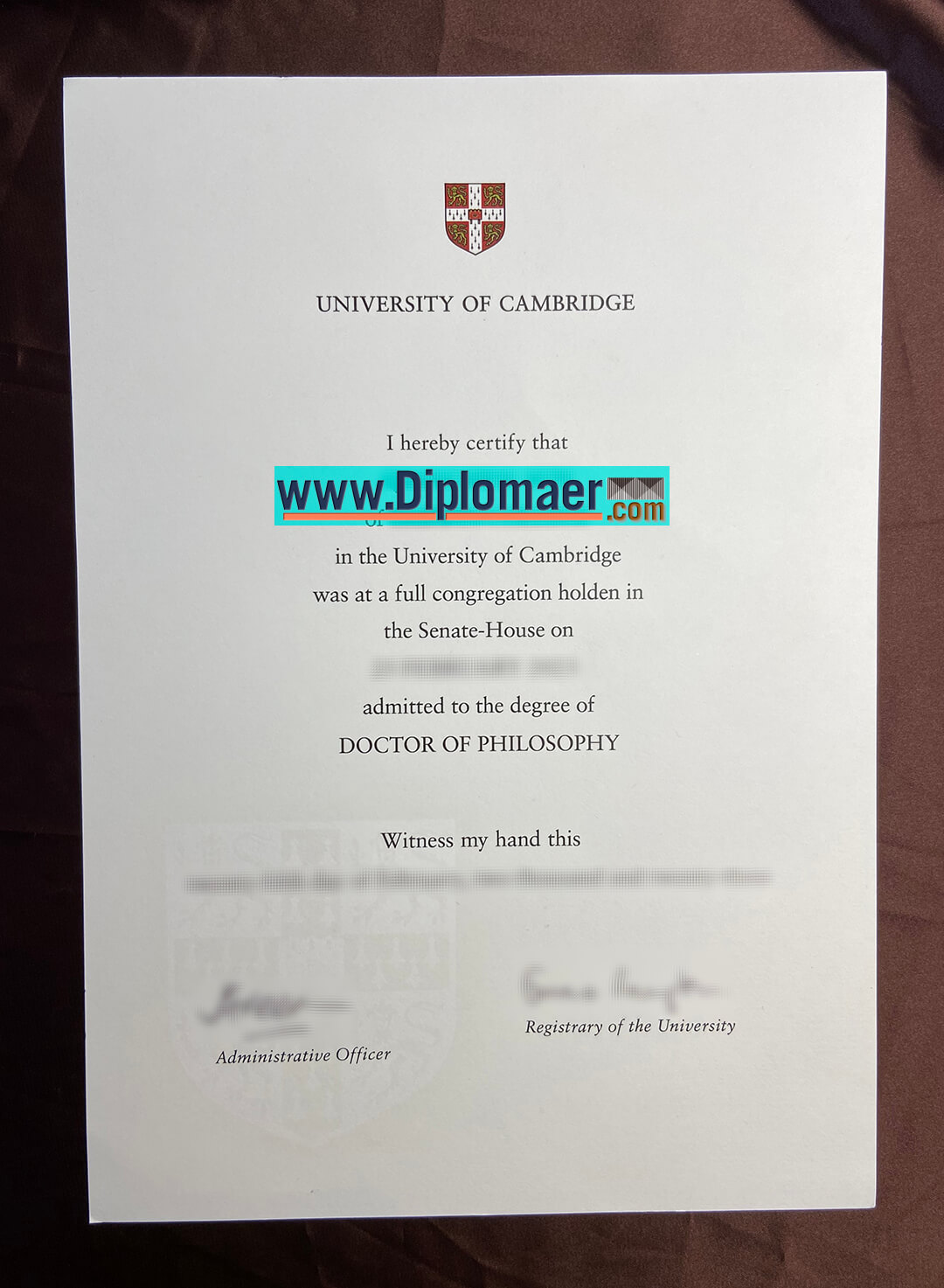 University of Cambridge Fake Diploma - How to make the watermark on the University of Cambridge diploma?