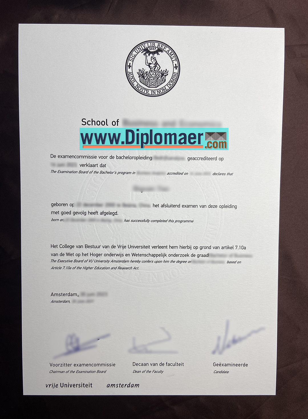Vrije Universiteit amsterdam fake diploma - Where to buy the fake Vrije University Amsterdam diplomas online?
