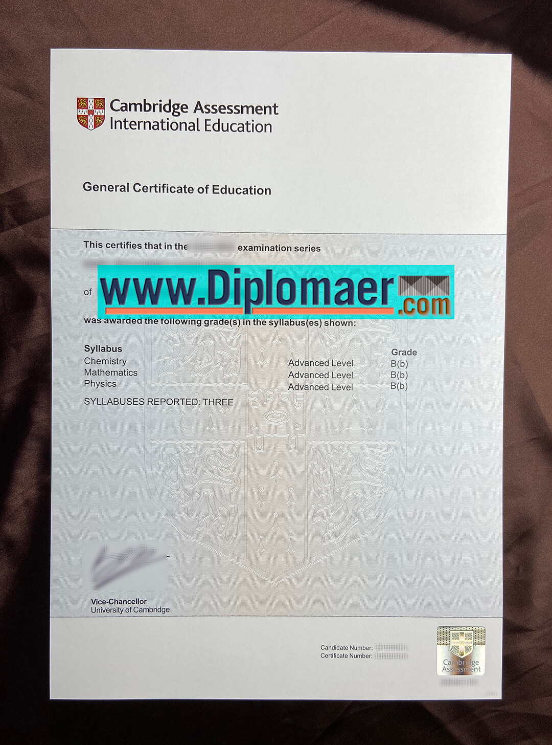 Cambridge Assessment GCE Fake Diploma - What does the latest Cambridge GCE certificate sample look like