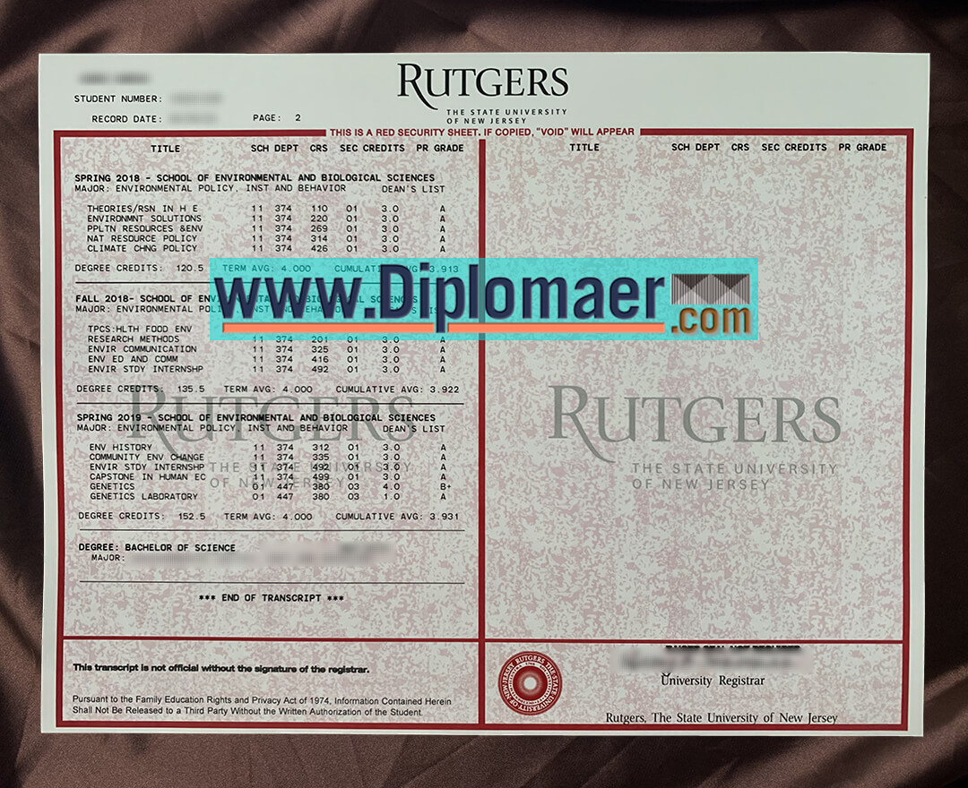 Rutgers University Fake Transcript - How long does it take to buy a fake Rutgers University transcript online?