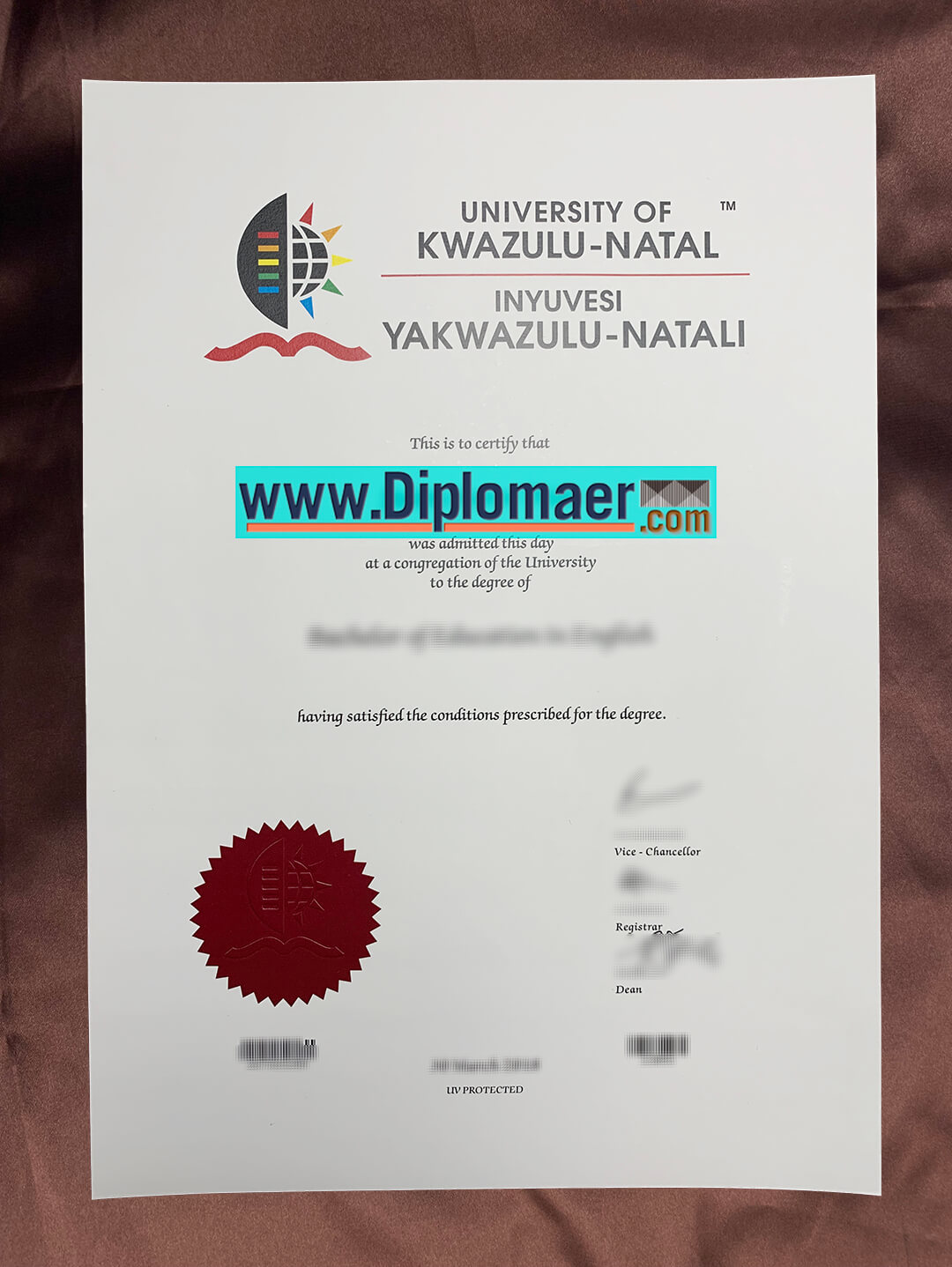 University of Kwazulu Natali Fake Diploma - The fastest way to get a University of KwaZulu-Natal certificate
