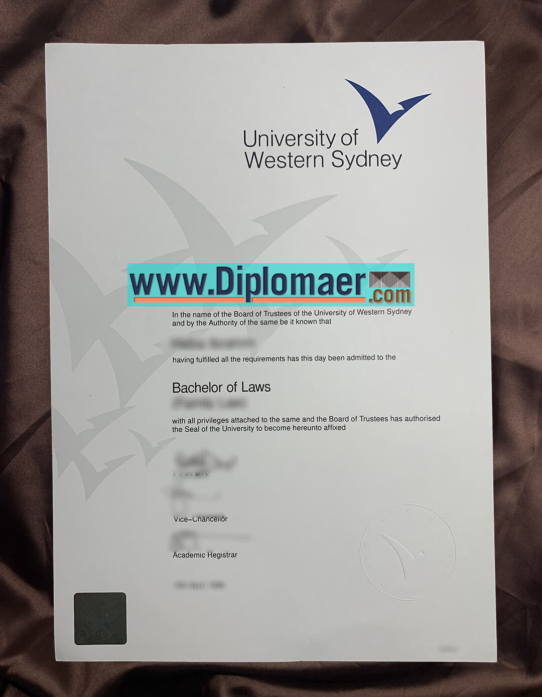 University of Western Sydney Fake Diploma - Where can I Buy an old version of the University of Western Sydney fake certificate?